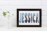 Personalised Frozen Name Print: Kids Bedroom Wall Art - wall art print by Sarah's Embroidery