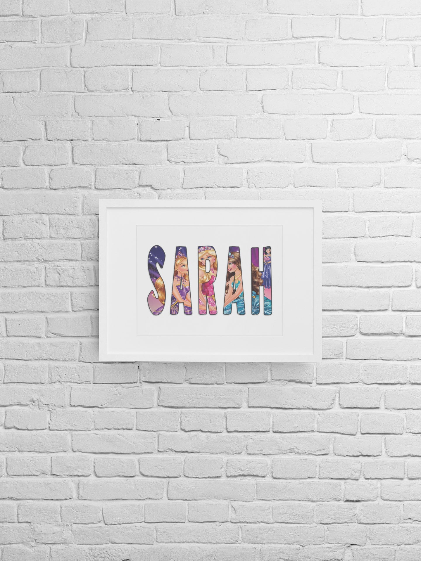 Personalised Barbie Name Poster: Themed Bedroom Wall Art - wall art print by Sarah's Embroidery