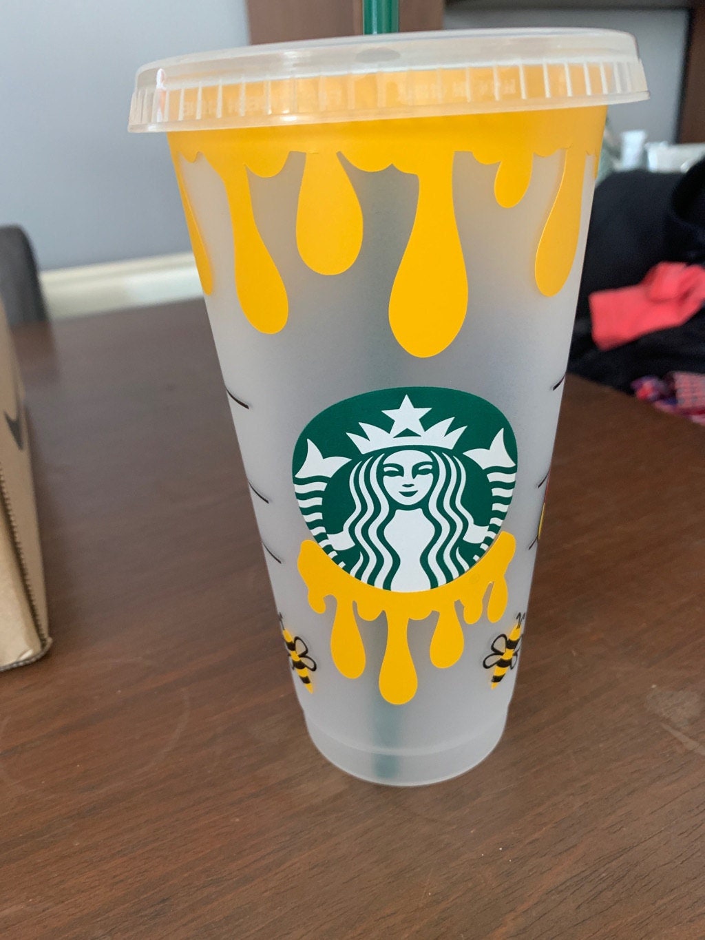 Winnie The Pooh Starbucks Cold Cup: Custom 24oz Design - cold cup by Sarah's Embroidery