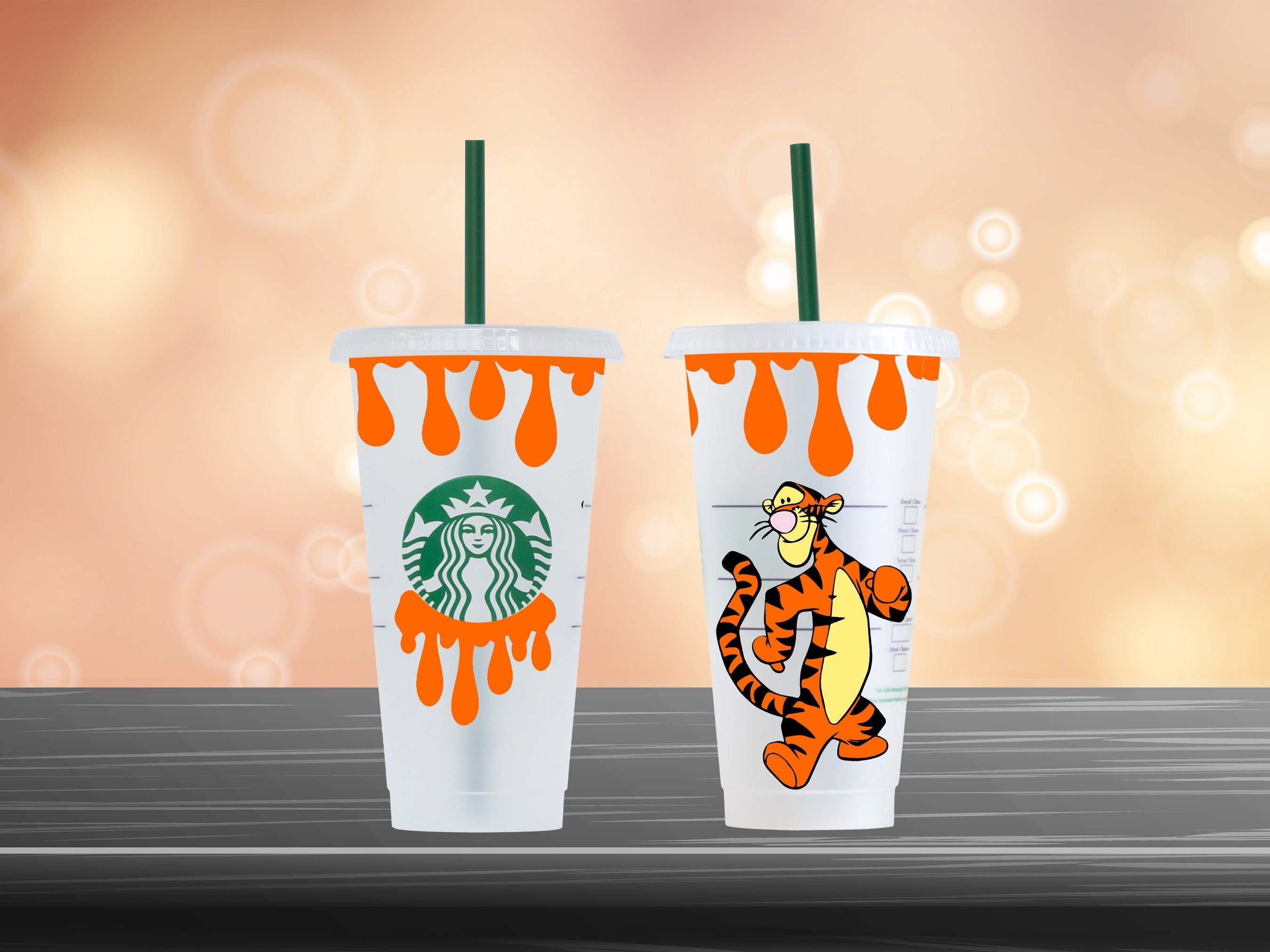 Tigger Winnie The Pooh Starbucks Cold Cup 24oz - cold cup by Sarah's Embroidery