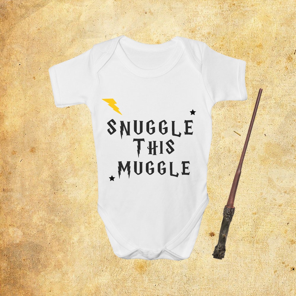 Harry Potter Inspired Baby Bodysuit - Snuggle This Muggle, 100% Cotton - baby bodysuit by Sarah's Embroidery