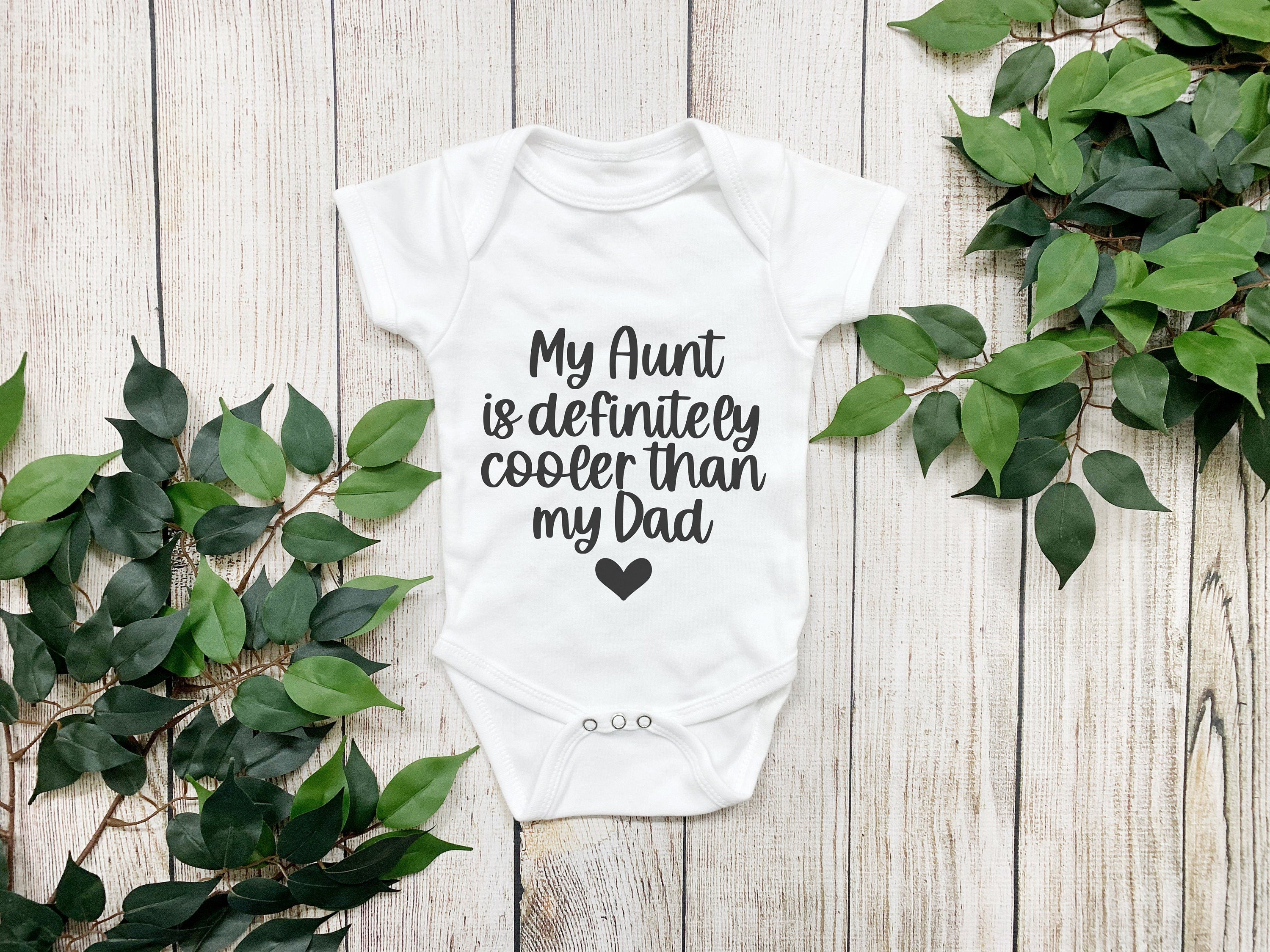 Aunt is Cooler Than Dad Baby Bodysuit - 100% Cotton Baby Grow - baby bodysuit by Sarah's Embroidery