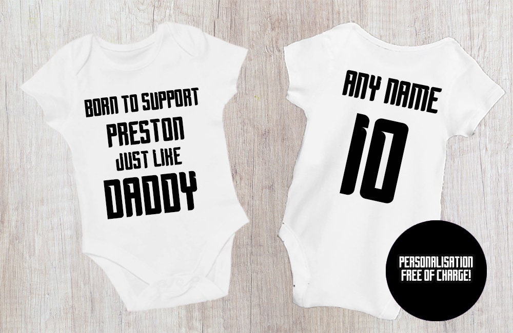Preston Football Baby Bodysuit - Born to Support Team - baby bodysuit by Sarah's Embroidery