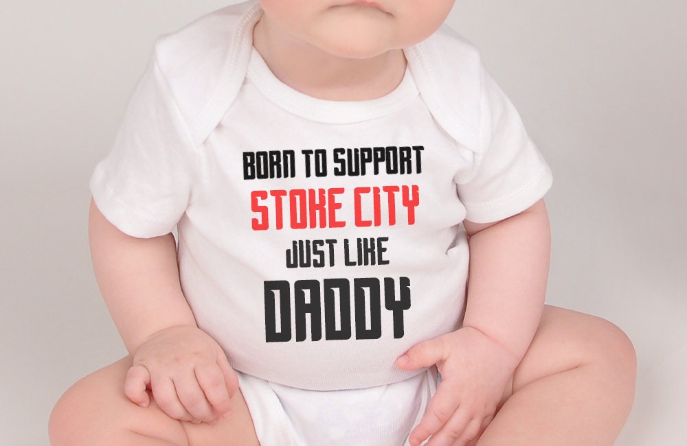 Stoke City Baby Bodysuit - Football Fan Gift, 100% Cotton - baby bodysuit by Sarah's Embroidery