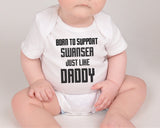 Swansea Football Baby Vest: Born to Support - Handmade Cotton Bodysuit - baby bodysuit by Sarah's Embroidery