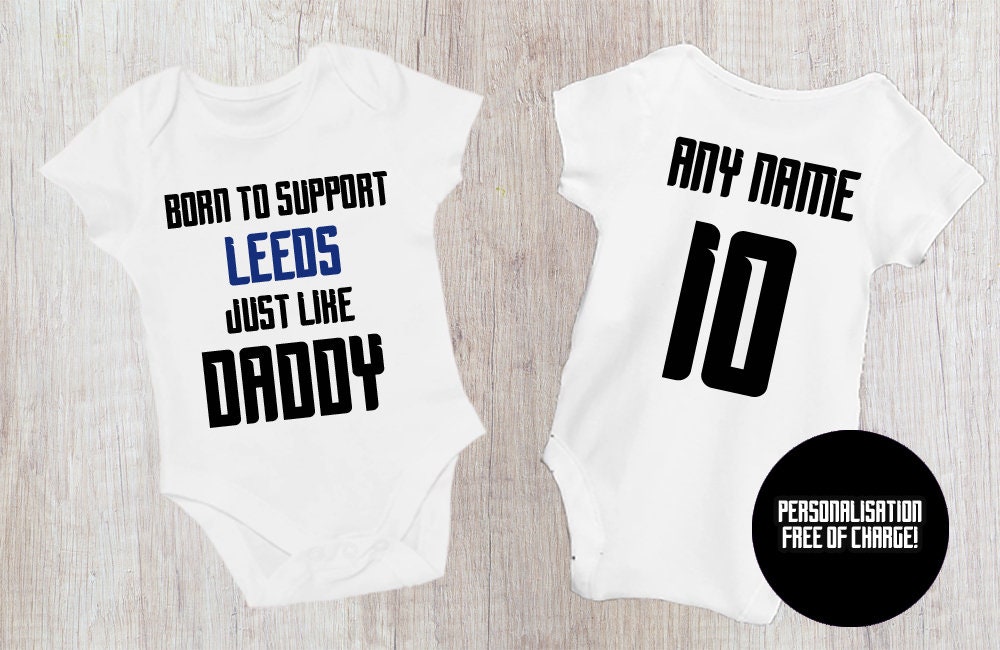 Leeds Football Baby Vest, Born to Support, Baby Gift - baby bodysuit by Sarah's Embroidery