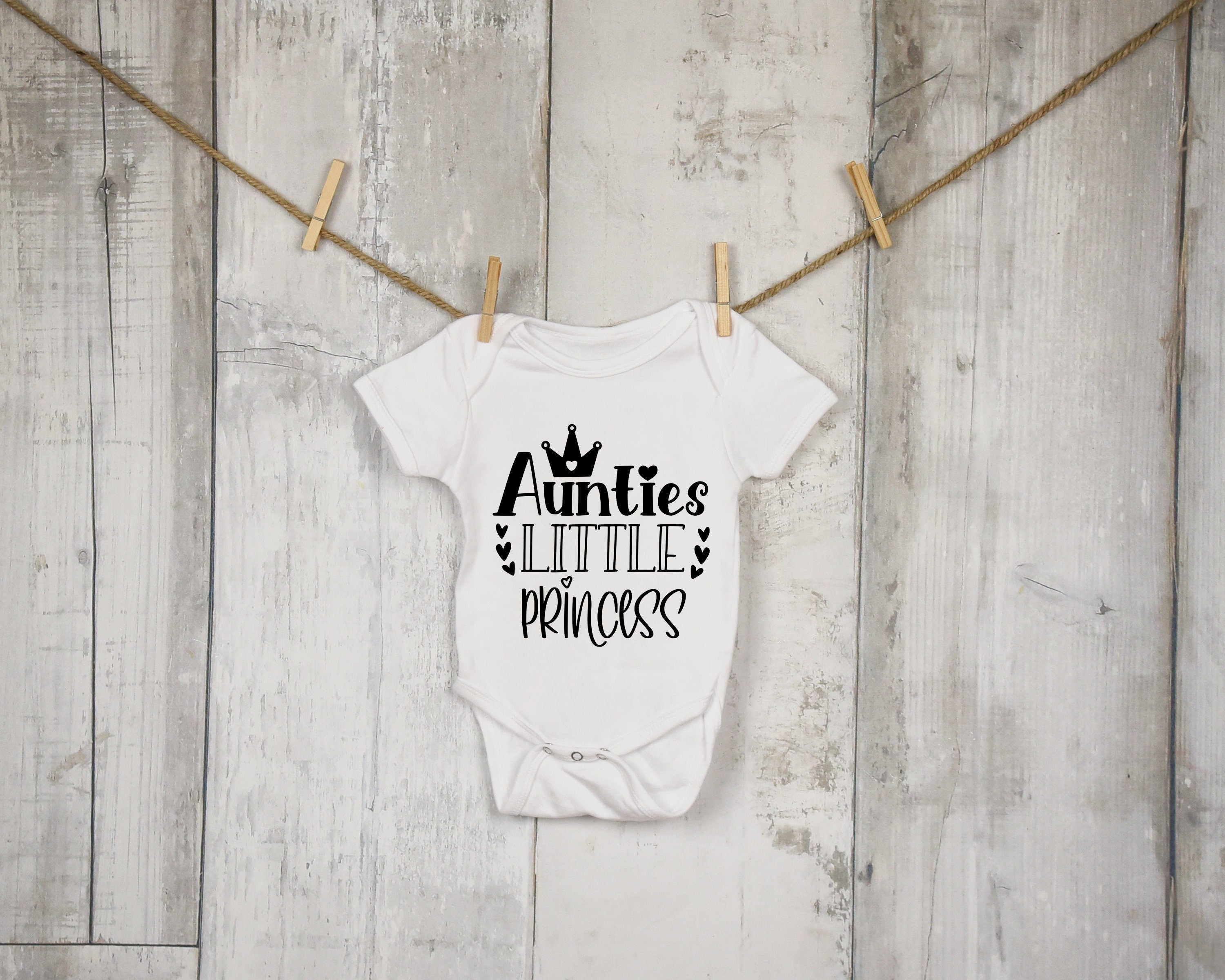 Auntie's Little Princess Baby Bodysuit - 100% Cotton Baby Grow - baby bodysuit by Sarah's Embroidery