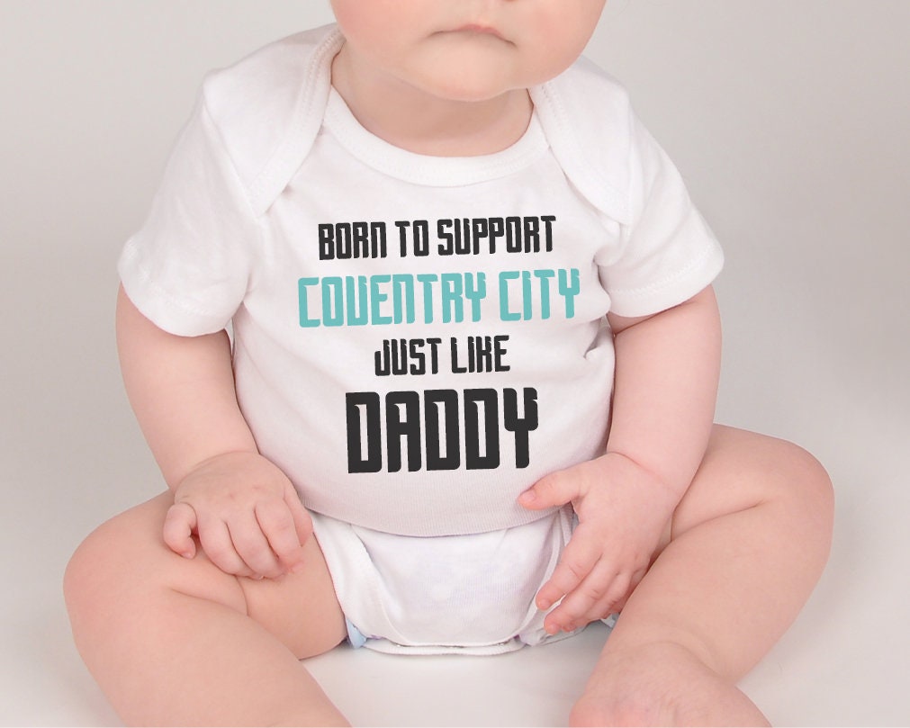 Coventry Football Baby Bodysuit, Born to Support, Baby Gift - baby bodysuit by Sarah's Embroidery