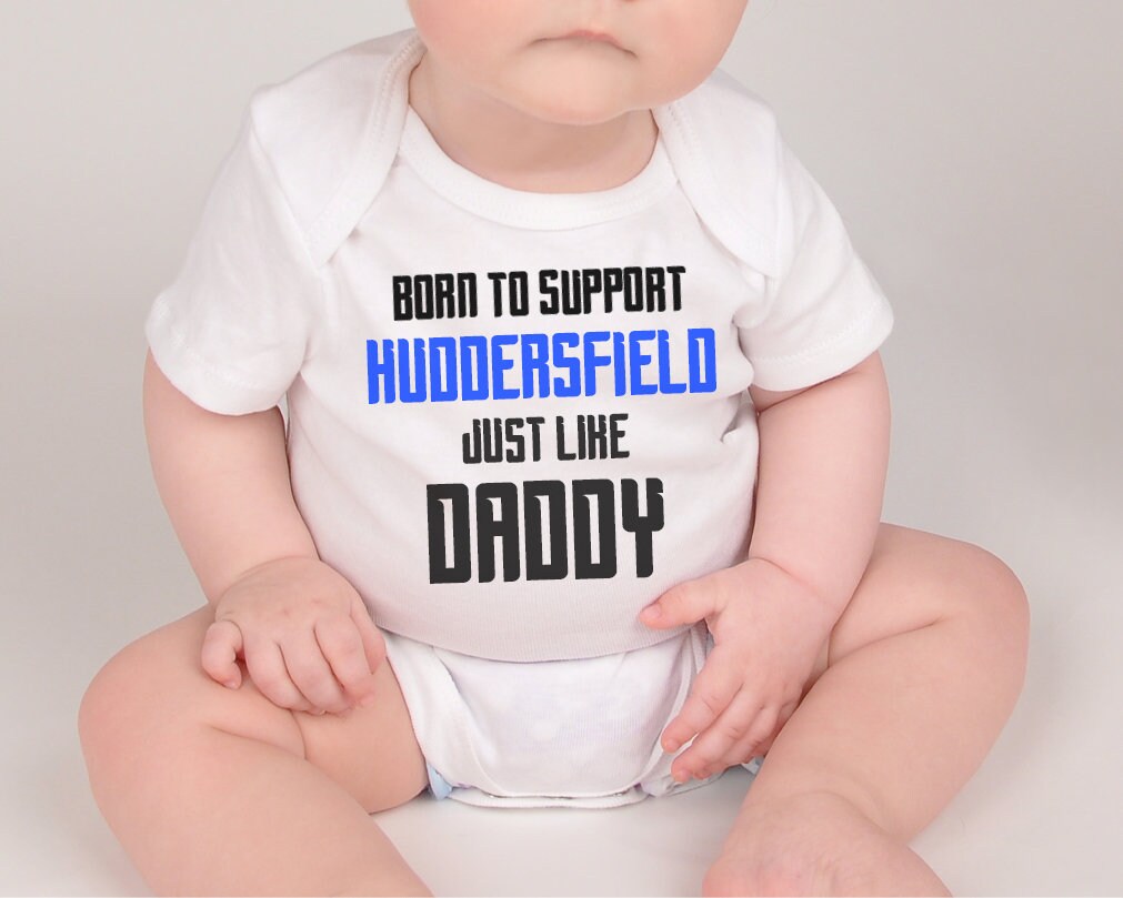 Huddersfield Football Baby Bodysuit - Born to Support - baby bodysuit by Sarah's Embroidery