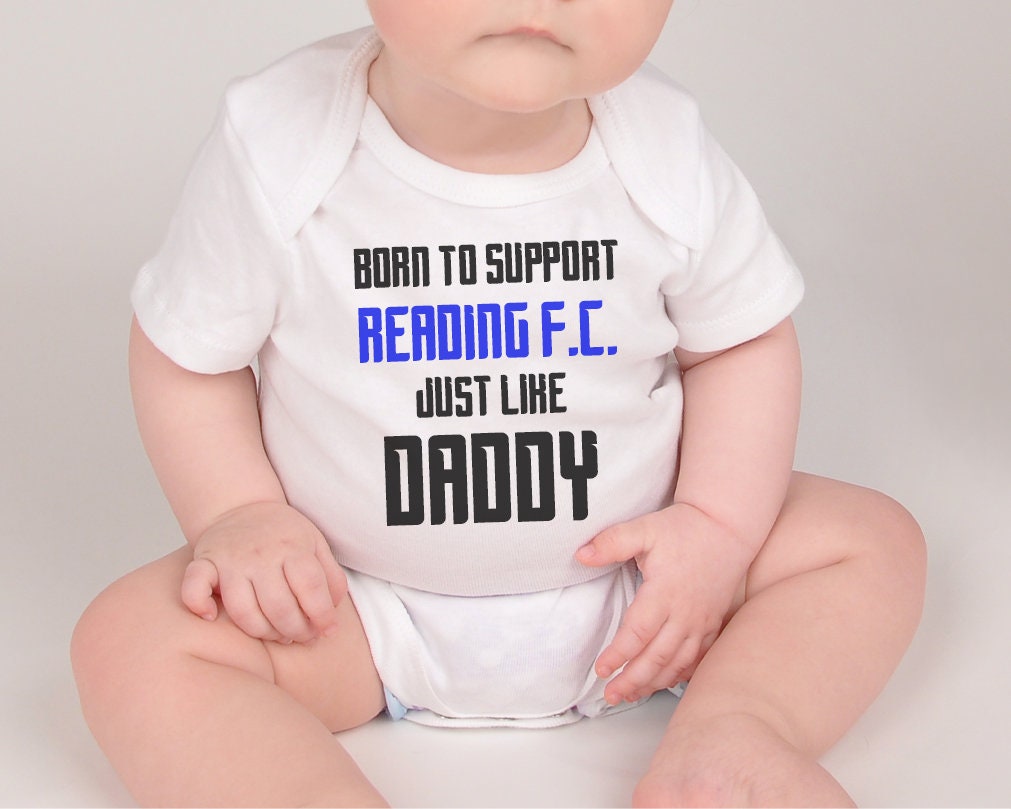 Reading Football Baby Bodysuit - Born to Support - baby bodysuit by Sarah's Embroidery