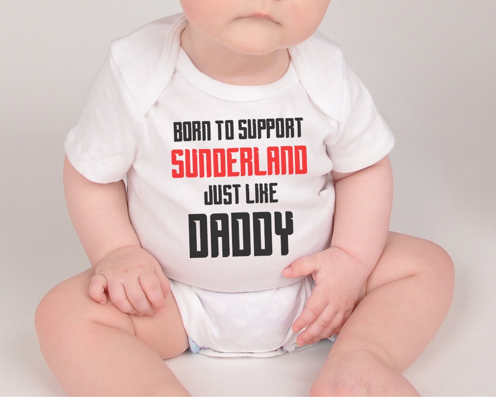 Sunderland Football Baby Vest, Born to Support, Baby Gift - baby bodysuit by Sarah's Embroidery
