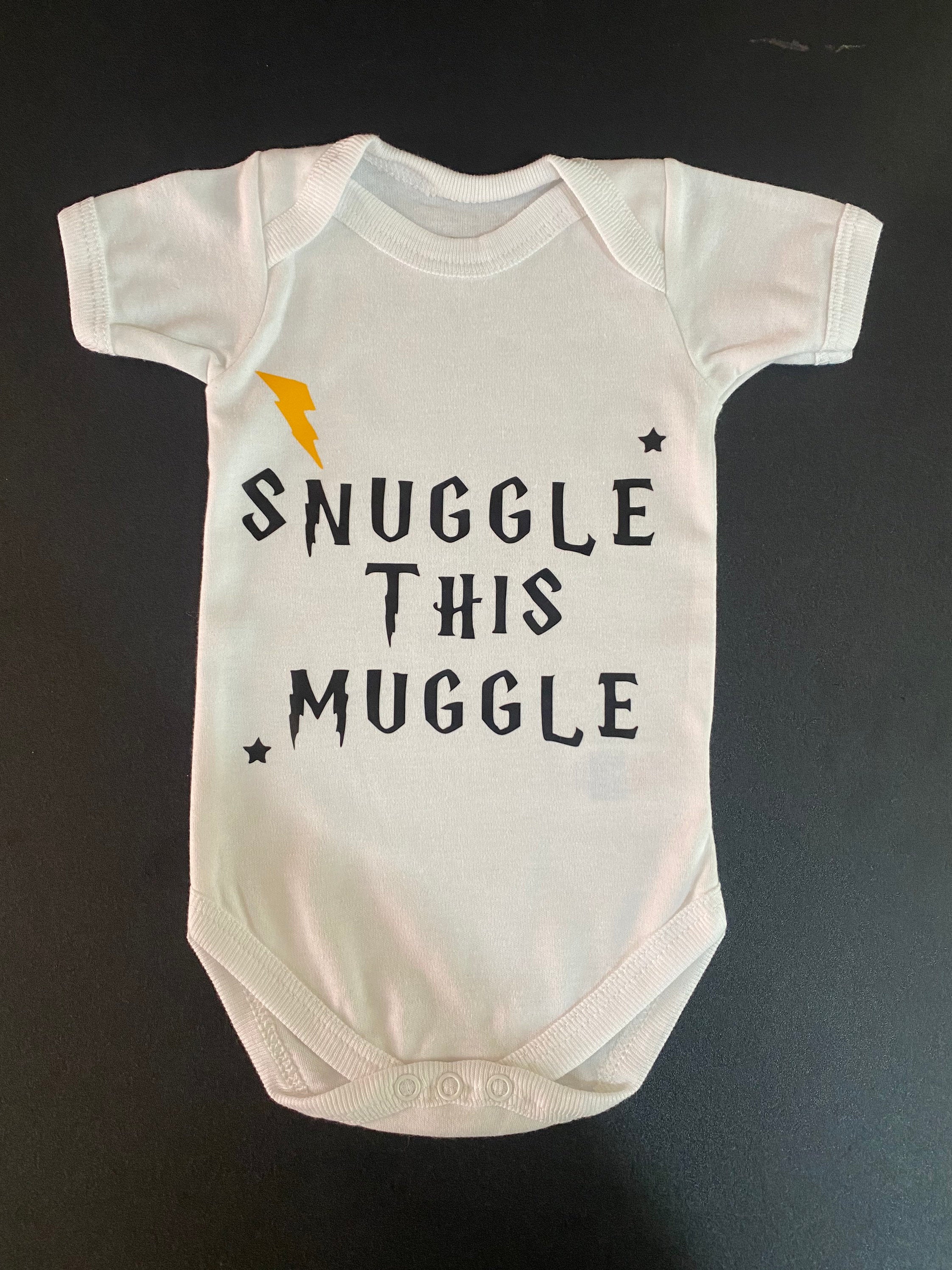 Harry Potter Inspired Baby Bodysuit - Snuggle This Muggle, 100% Cotton - baby bodysuit by Sarah's Embroidery