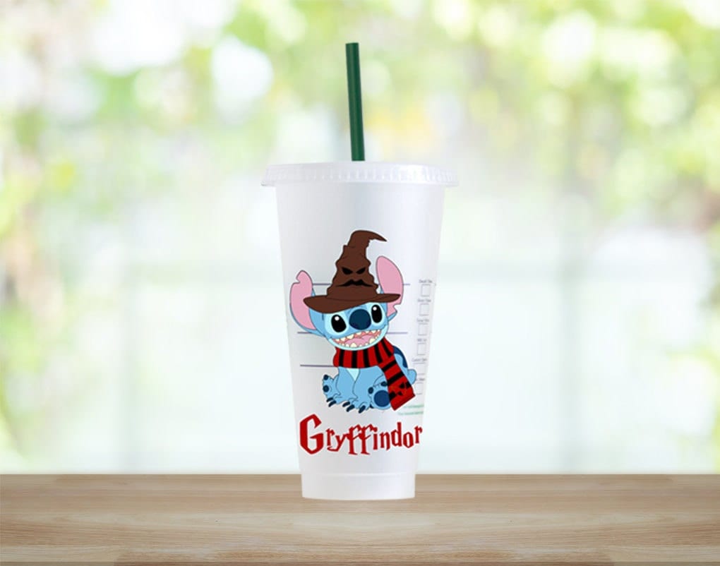 Stitch Harry Potter Disney inspired Custom Personalised Starbucks cold cup tumbler. - cold cup by Sarah's Embroidery