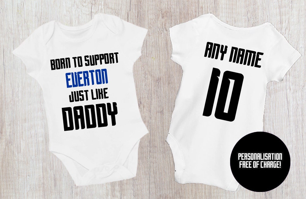 Everton Baby Bodysuit, Football Fan Gift, 100% Cotton - baby bodysuit by Sarah's Embroidery