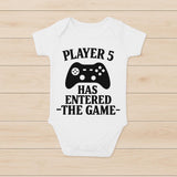 Player 5 Gaming Baby Bodysuit - 100% Cotton Gamer Baby Grow - baby bodysuit by Sarah's Embroidery
