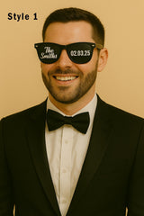 Personalised Wedding Sunglasses – Bride & Groom Favors, Custom Date - sunglasses by Sarah's Embroidery