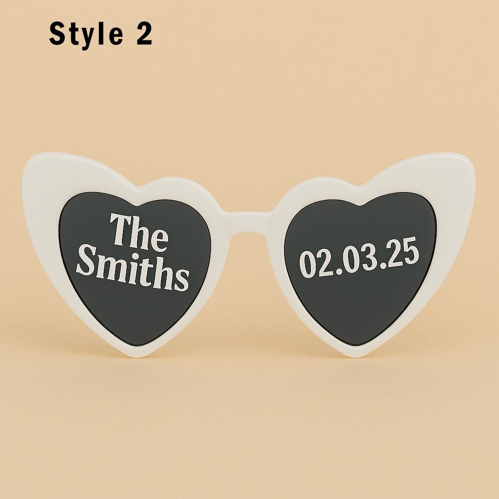 Personalised Wedding Sunglasses – Bride & Groom Favors, Custom Date - sunglasses by Sarah's Embroidery