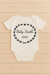 Personalised Baby Bodysuit – Custom Name Wreath, Baby Shower Gift - baby bodysuit by Sarah's Embroidery