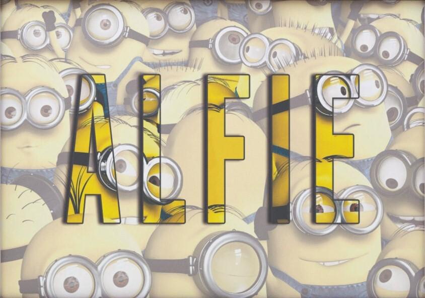 Personalised Minions Name Print: Cartoon Bedroom Wall Art - wall art print by Sarah's Embroidery