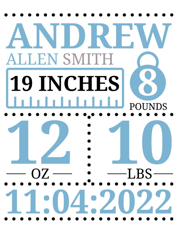 Personalised Baby Birth Stats Print: Custom Nursery Decor Keepsake - wall art print by Sarah's Embroidery