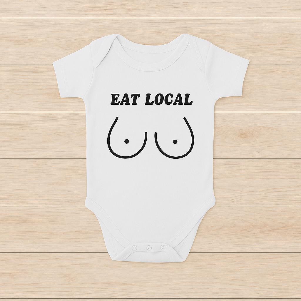 Eat Local Breastfeeding Baby Bodysuit - 100% Cotton Short Sleeve Vest - baby bodysuit by Sarah's Embroidery