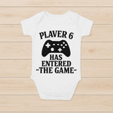 Player 6 Gaming Baby Bodysuit - 100% Cotton Gamer Baby Grow - baby bodysuit by Sarah's Embroidery