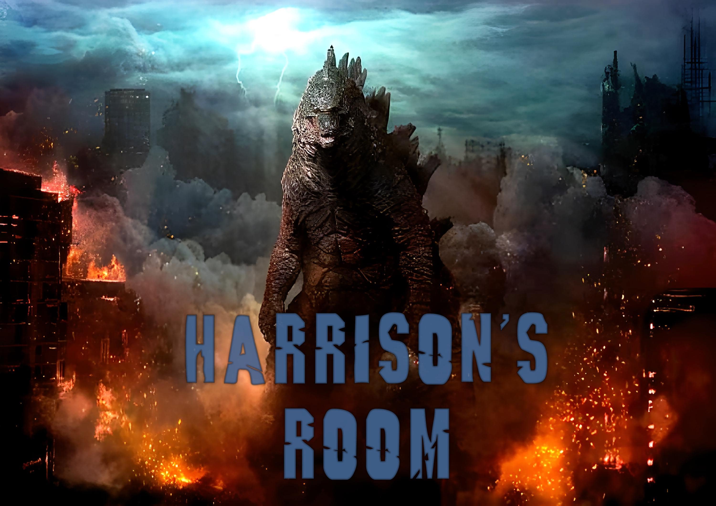 Personalised Godzilla Name Poster: Bedroom Wall Art - wall art print by Sarah's Embroidery