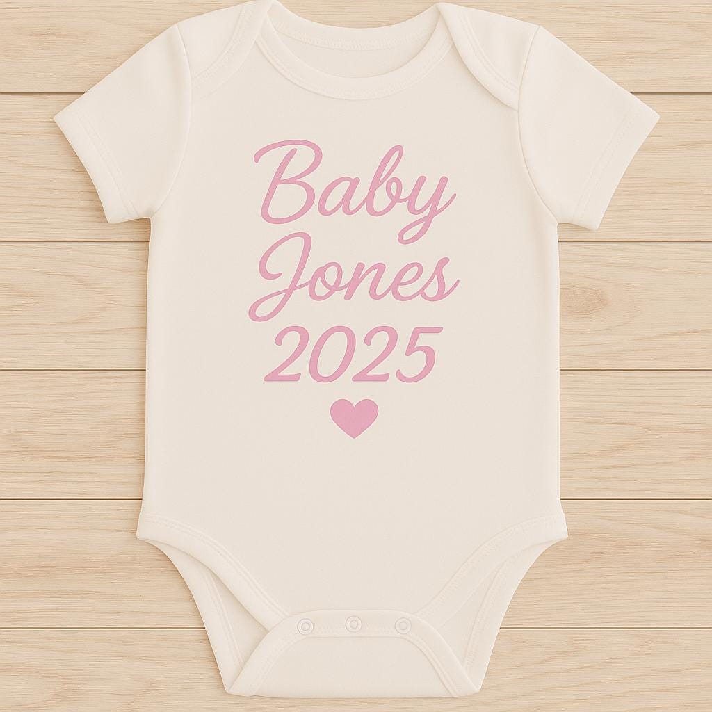 Personalised Baby Bodysuit - Pink Heart, Cotton Newborn Outfit - baby bodysuit by Sarah's Embroidery