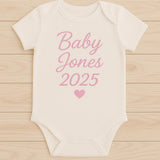 Personalised Baby Bodysuit - Pink Heart, Cotton Newborn Outfit - baby bodysuit by Sarah's Embroidery