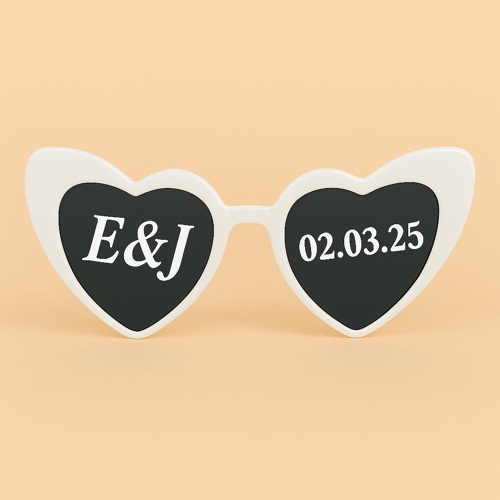 Personalised Wedding Sunglasses: Bride & Groom Favors - Heart or Classic - sunglasses by Sarah's Embroidery