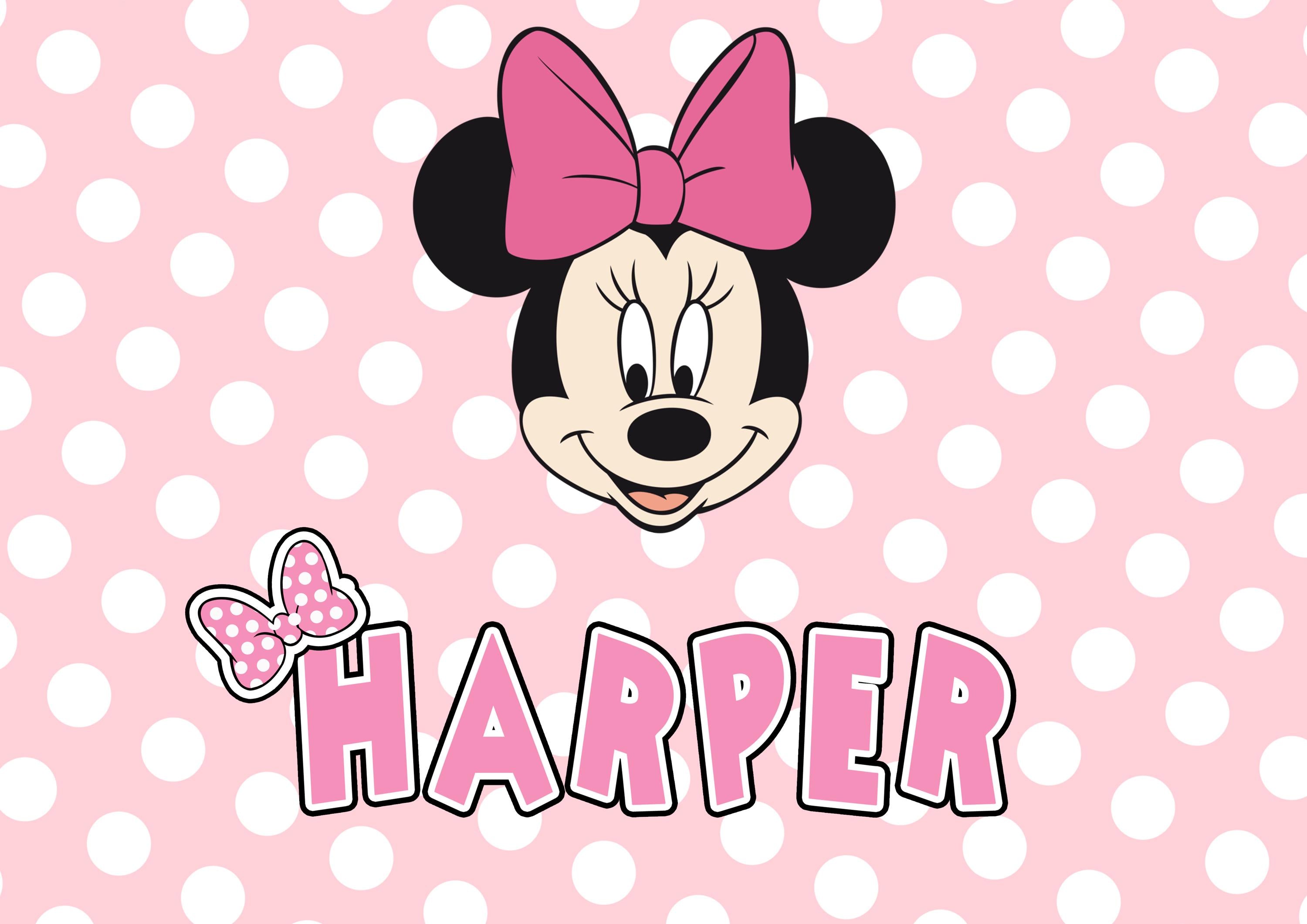 Personalised Minnie Mouse A3 Print: Girl's Bedroom Wall Art - wall art print by Sarah's Embroidery