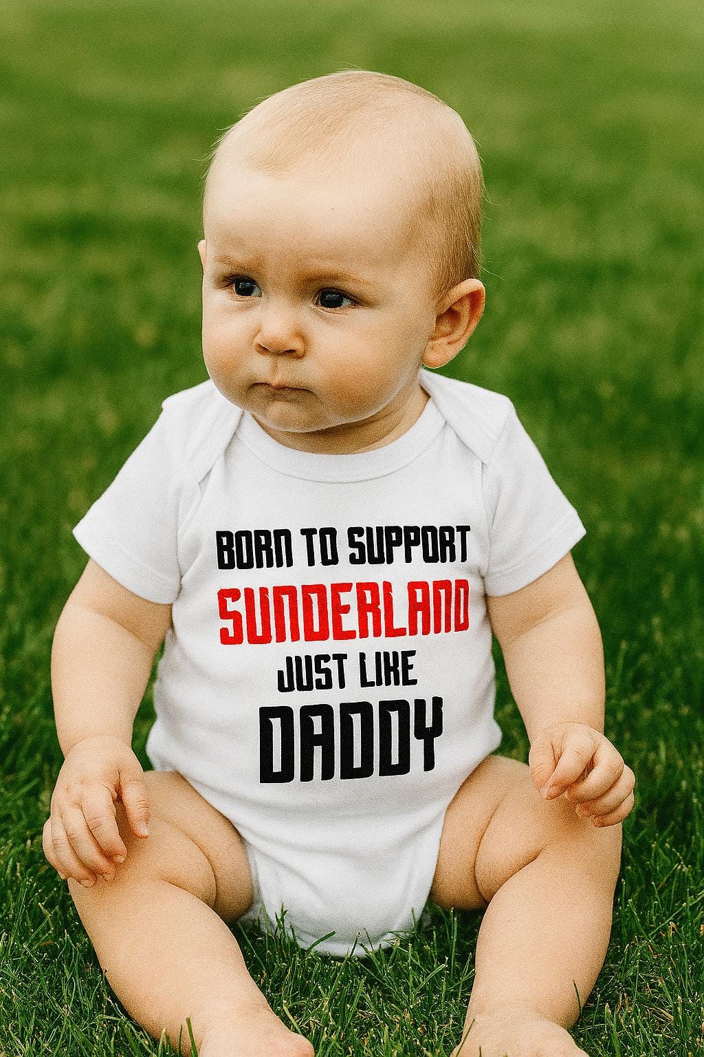 Sunderland Football Baby Vest, Born to Support, Baby Gift - baby bodysuit by Sarah's Embroidery