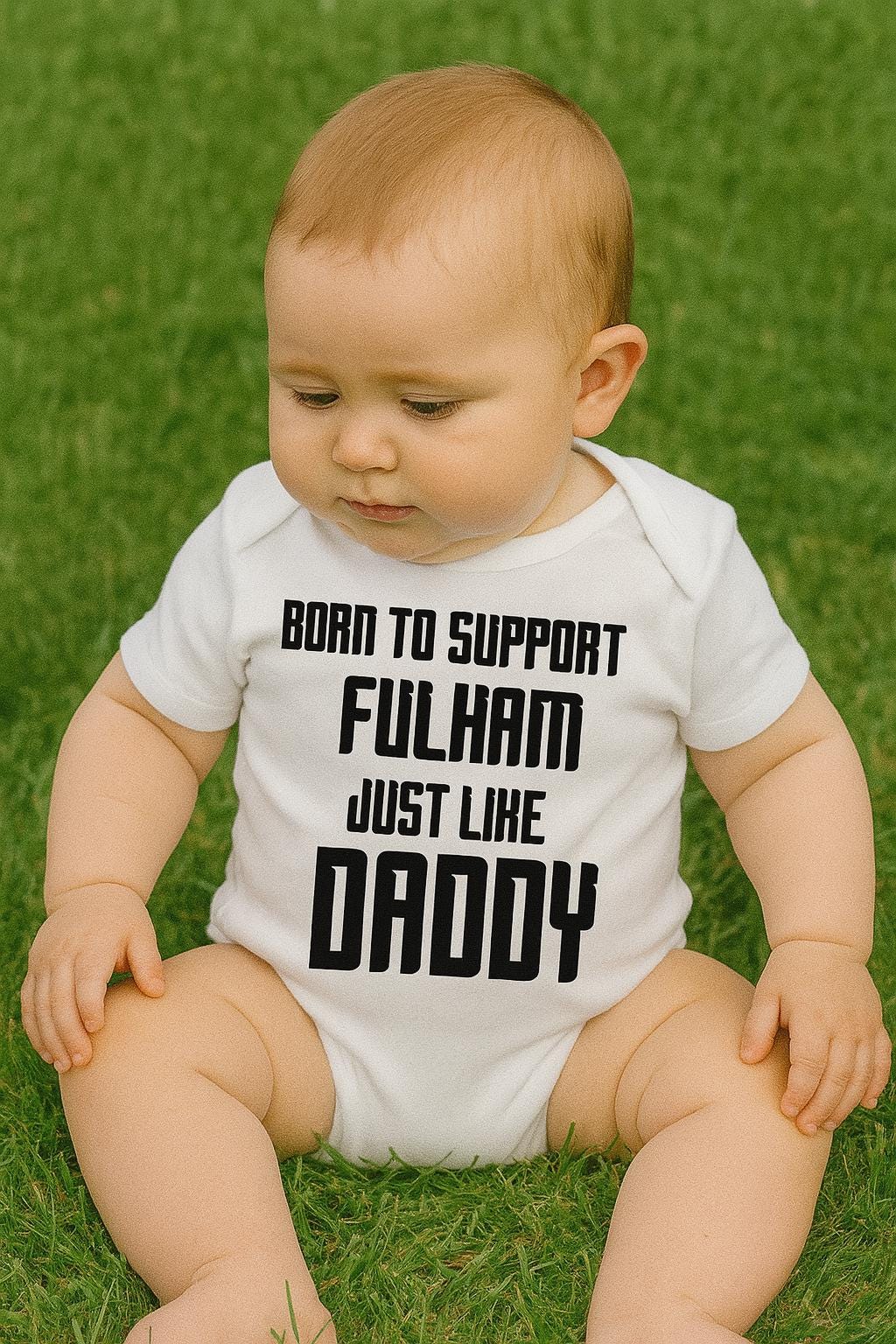 Fulham Football Baby Bodysuit, Born to Support, Baby Gift - baby bodysuit by Sarah's Embroidery