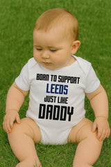 Leeds Football Baby Vest, Born to Support, Baby Gift - baby bodysuit by Sarah's Embroidery