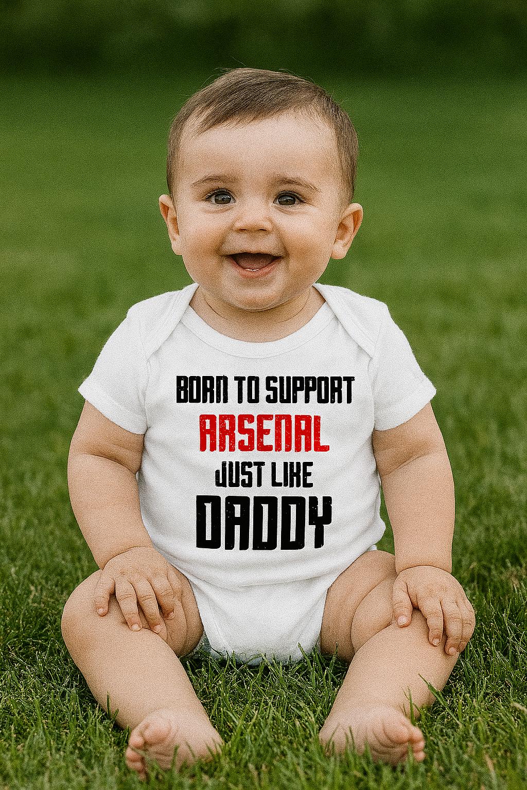 Arsenal Baby Bodysuit - Born to Support Football Team - baby bodysuit by Sarah's Embroidery