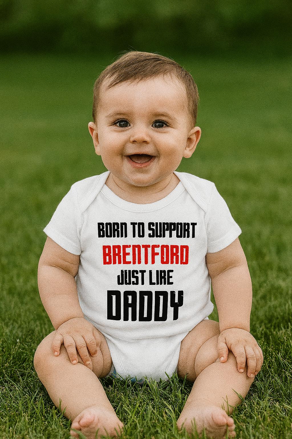 Brentford Baby Bodysuit - Football Fan Gift, 100% Cotton - baby bodysuit by Sarah's Embroidery