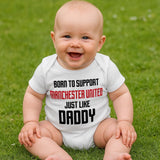 Manchester United Baby Bodysuit - Born to Support Football Team - baby bodysuit by Sarah's Embroidery