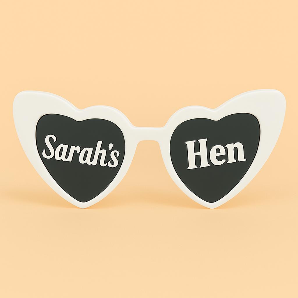 Personalised Heart Sunglasses: Pink Hen Party Favors - t-shirt by Sarah's Embroidery