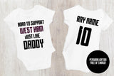 West Ham Baby Bodysuit - Born to Support Football Team - baby bodysuit by Sarah's Embroidery