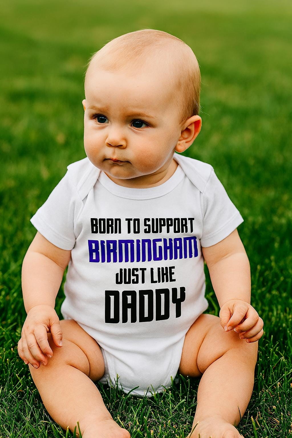 Birmingham Football Baby Bodysuit - Born to Support, Handmade Cotton Baby Vest - baby bodysuit by Sarah's Embroidery