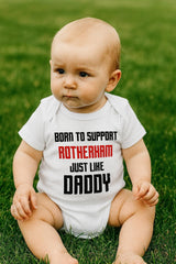 Rotherham Football Baby Bodysuit - Born to Support the Millers - baby bodysuit by Sarah's Embroidery