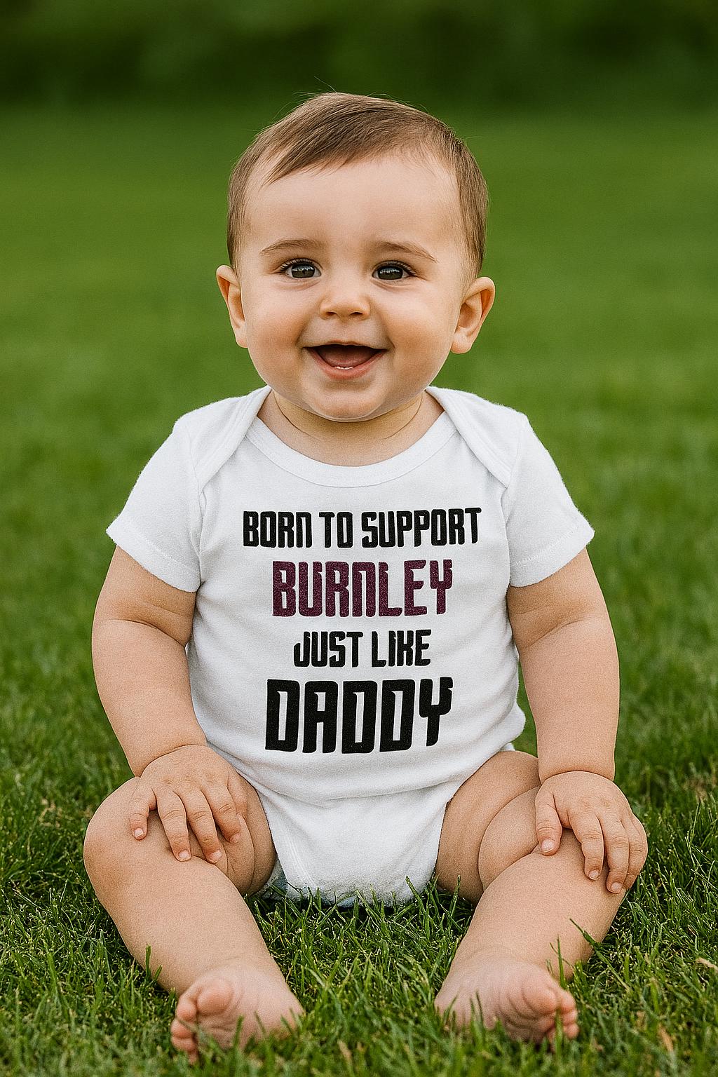 Burnley Football Baby Bodysuit - Born to Support - baby bodysuit by Sarah's Embroidery