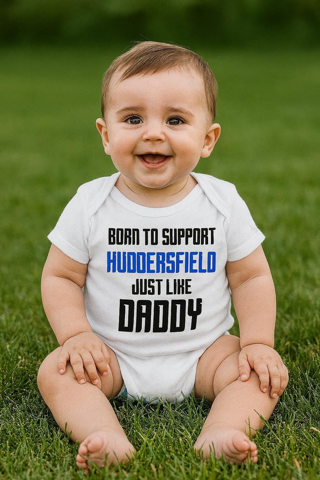 Huddersfield Football Baby Bodysuit - Born to Support - baby bodysuit by Sarah's Embroidery