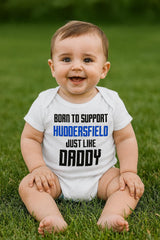 Huddersfield Football Baby Bodysuit - Born to Support - baby bodysuit by Sarah's Embroidery