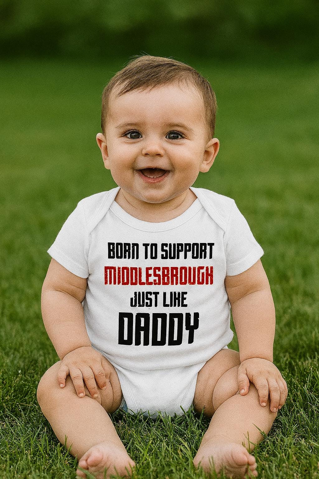 Middlesbrough Baby Bodysuit - Born to Support Football Team - baby bodysuit by Sarah's Embroidery