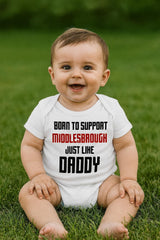 Middlesbrough Baby Bodysuit - Born to Support Football Team - baby bodysuit by Sarah's Embroidery
