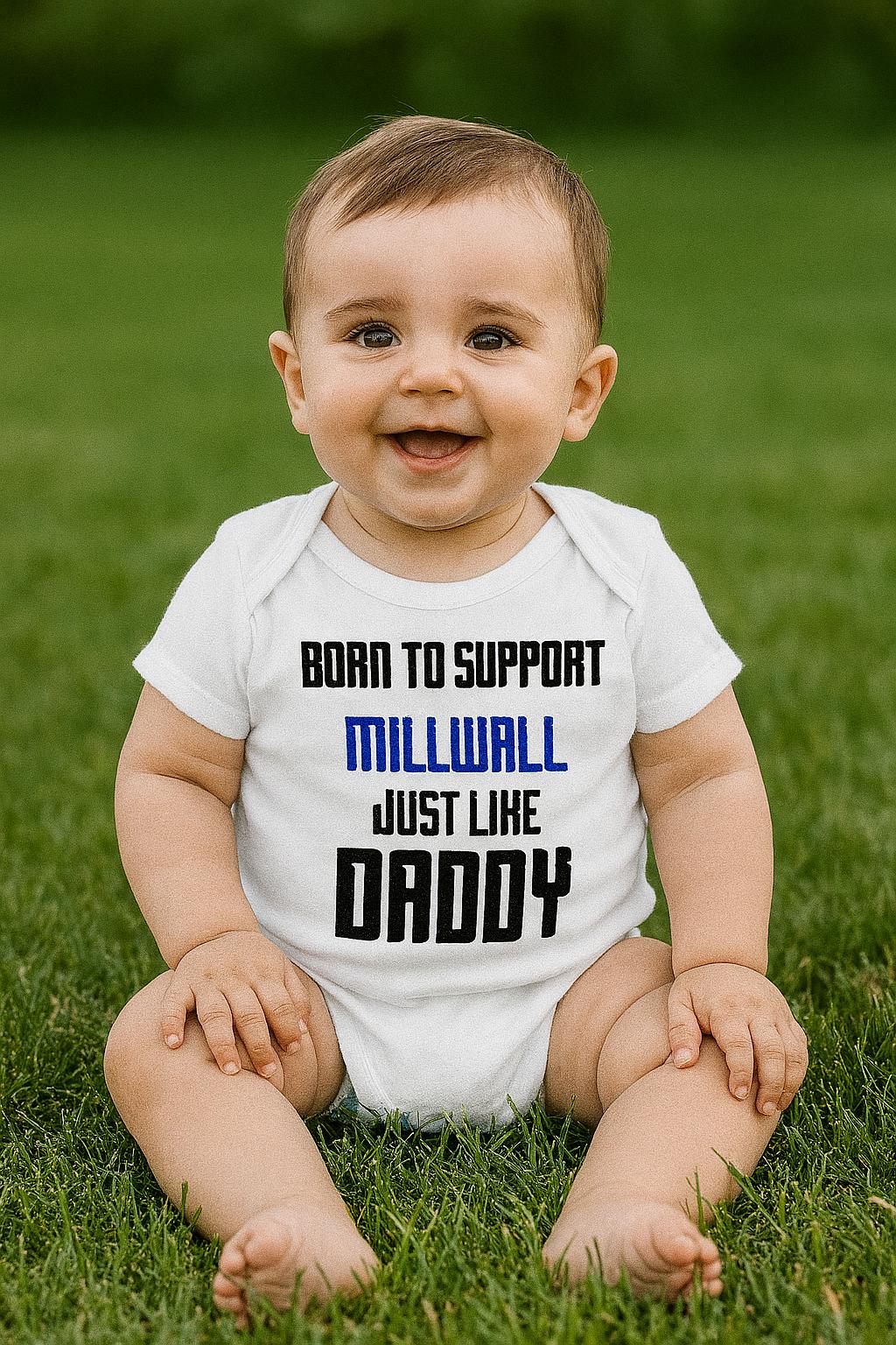 Millwall Baby Bodysuit - Born to Support Football Team - baby bodysuit by Sarah's Embroidery