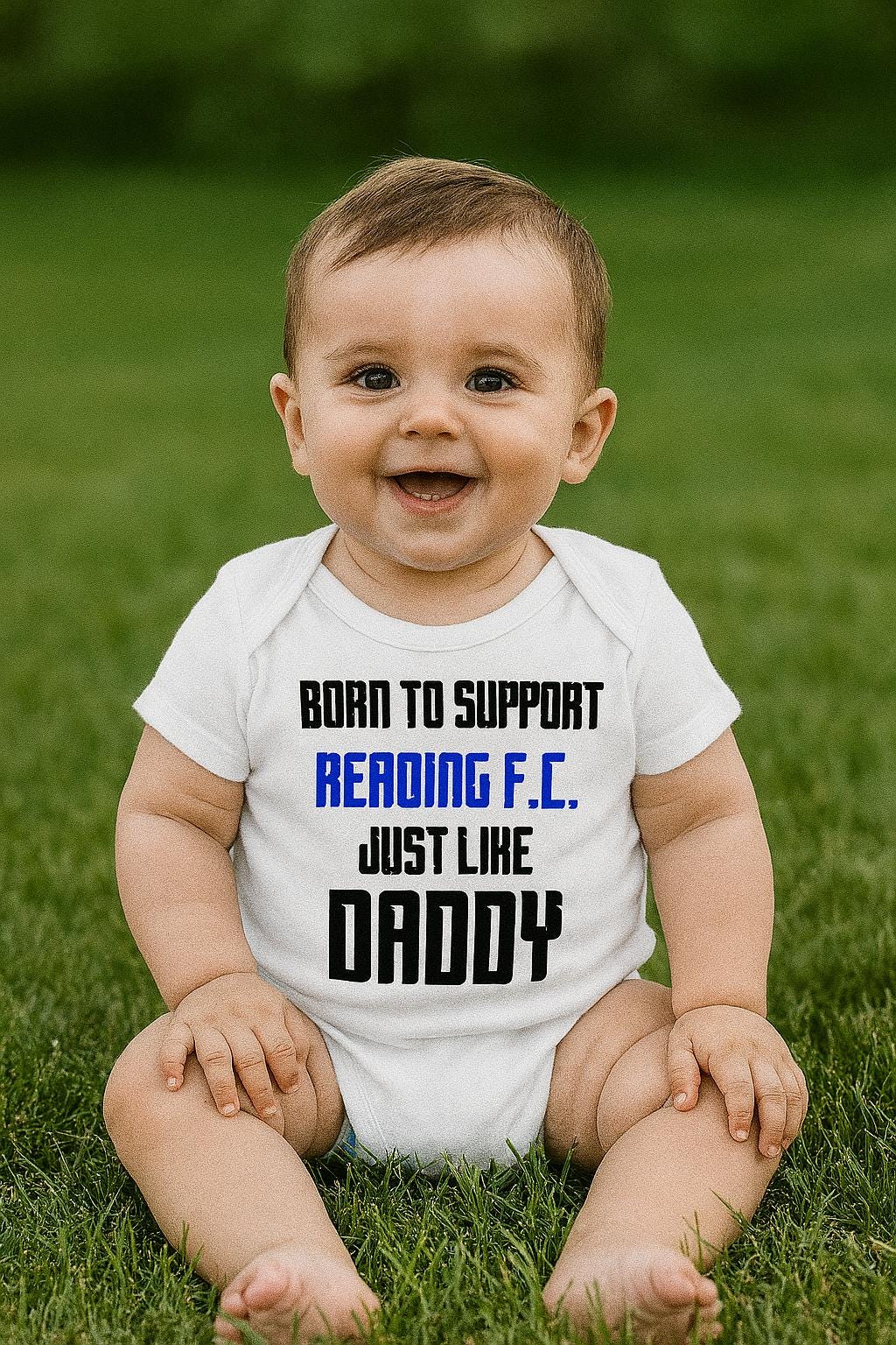 Reading Football Baby Bodysuit - Born to Support - baby bodysuit by Sarah's Embroidery