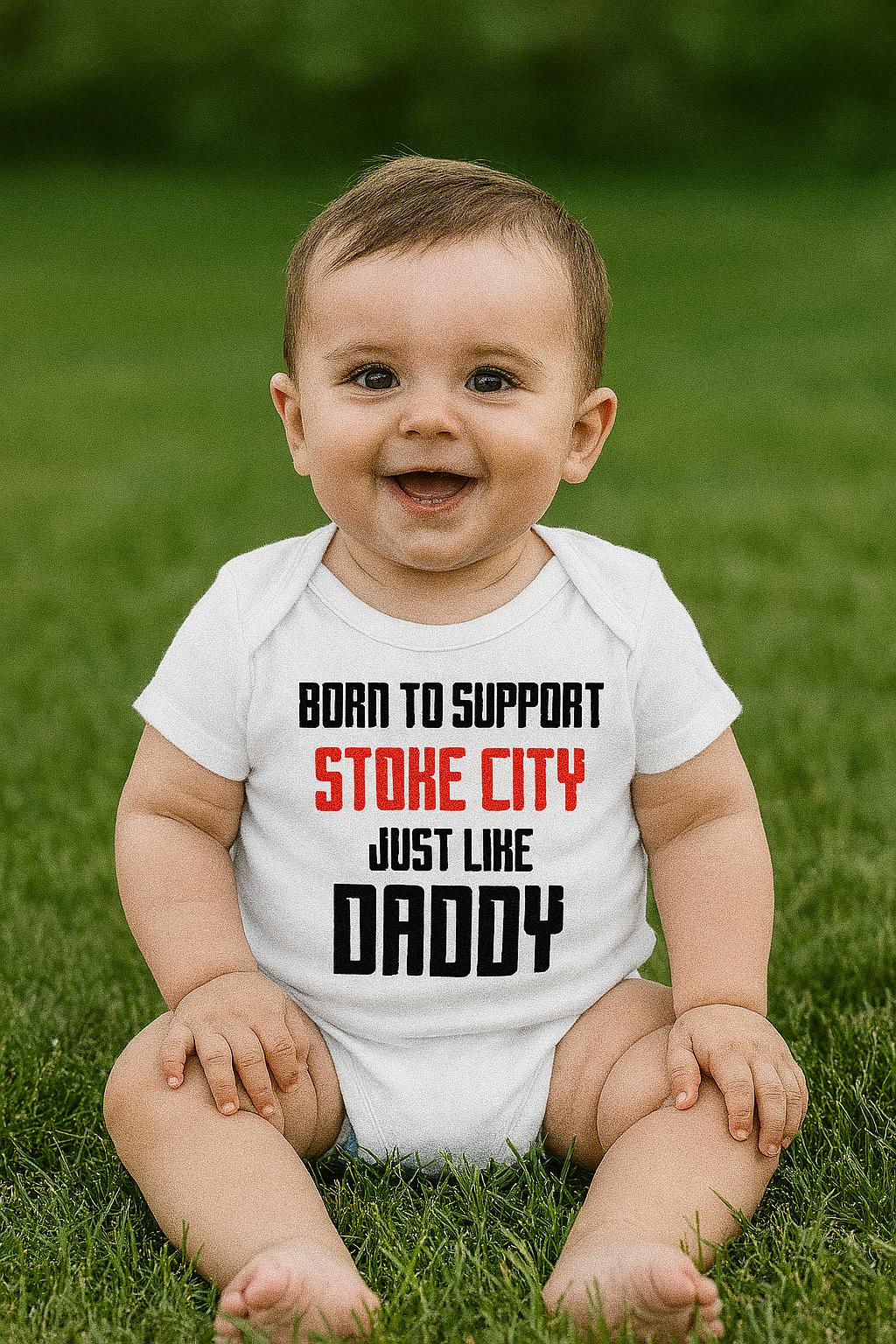 Stoke City Baby Bodysuit - Football Fan Gift, 100% Cotton - baby bodysuit by Sarah's Embroidery
