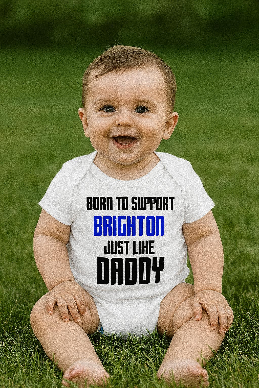 Brighton Football Baby Bodysuit - Born to Support - baby bodysuit by Sarah's Embroidery
